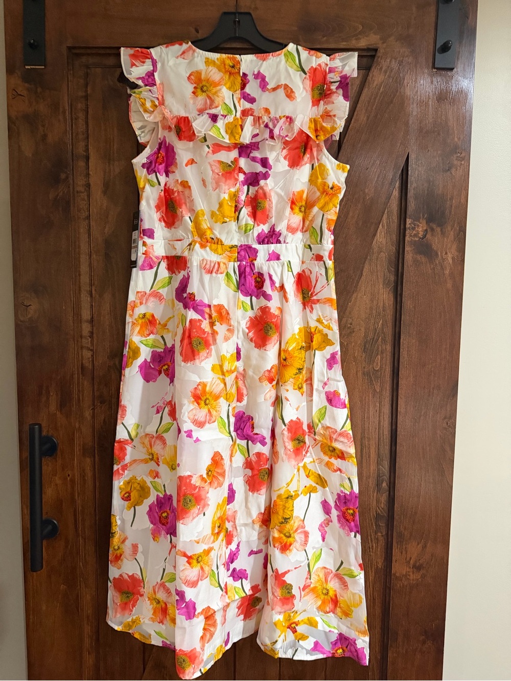 Karl Lagerfeld Paris Floral Flutter-Sleeve Midi-Dress - Picture 5 of 5